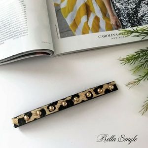 "Cheetah" Print Choker Necklace Gold Studded